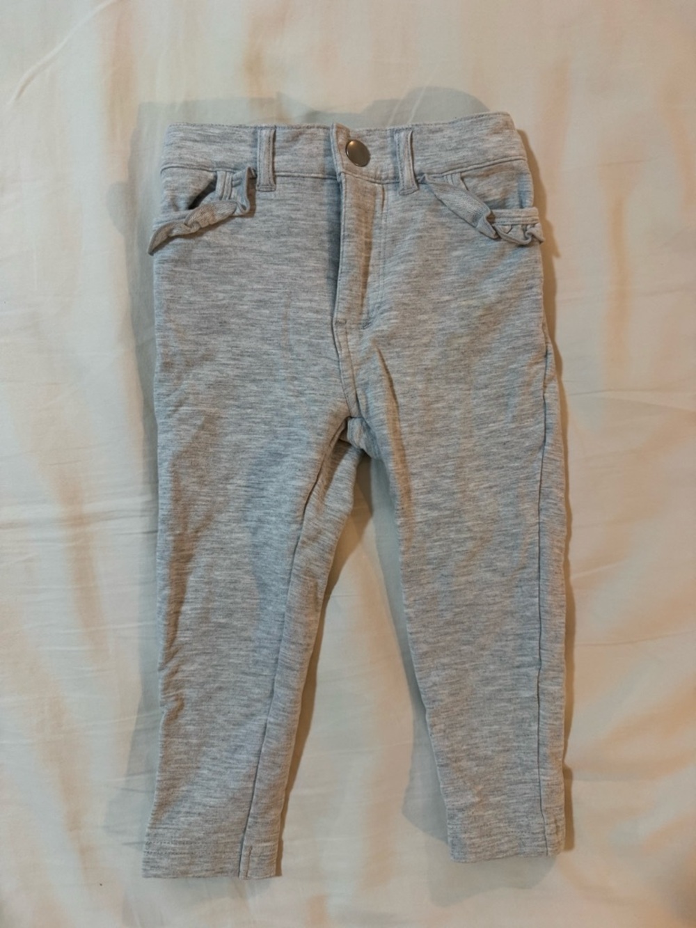 Little Sleepies Light Heather Gray Ruffle Heart Pocket Pants
